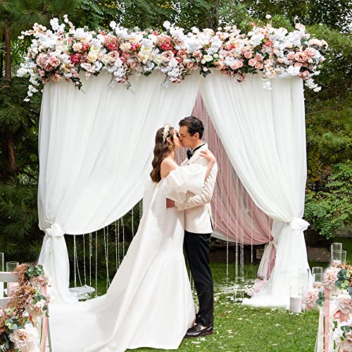 Fomcet 8FT x 8FT Backdrop Stand Heavy Duty with Base, White Portable Adjustable Pipe and Drape Backdrop Stand Kit, Square Metal Arch Party Frame for Wedding Birthday Parties Banquet Decorations | Heavy Duty Backdrop Stand with Base Metal Square Arch Frame