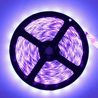 Super Bright 24 Watts UV Black Light LED Strip, 16.4FT/5M 3528 300LEDs 395nm-405nm Waterproof IP65 Blacklight Night Fishing implicitly Party with Power Supply - color: Waterproof, size: 24Watts