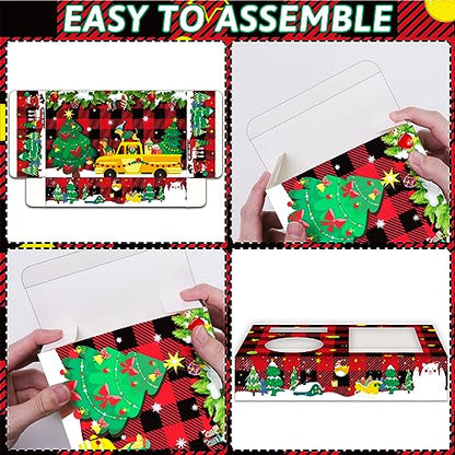 32pcs Christmas Party Supplies Movie Night Snack Trays Hold Popcorn Candy Food Drink, Merry Christmas Movie Theater Popcorn Holder Decorations for Kid's Birthday Party Concession Stand Family - style: Christmas Movie Night