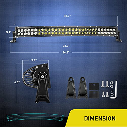 Nilight - 71013C-A 32" 180W Spot Flood Combo High Power LED Driving Lamp LED Light Bar Off Road Fog Driving Work Lights for SUV Boat Jeep Lamp,2 Years Warranty - size: 32Inch Curved 180W Light