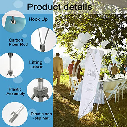 2 Pack X Frame Banner Stand Fits Any Banner Adjustable Size 23"X63" to 32"X78", Portable Travel Bag & Load-bearing Bag for Advertising, Stores, Tradeshow, Restaurant, Event, Birthday & Party (Outdoor)