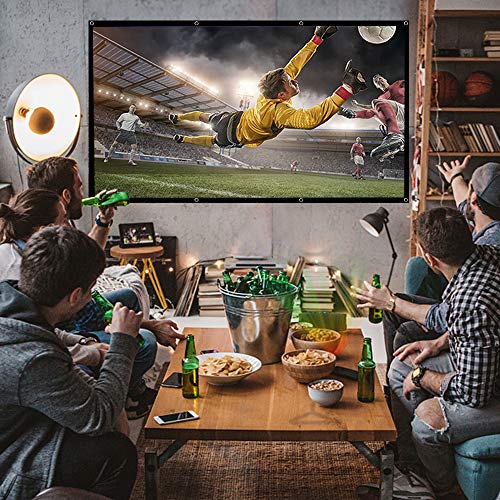 Jscreen 60 inch Projector Screen 16:9 HD Foldable Anti-Crease Portable Projection Movies Screen for Home Theater Outdoor Indoor Support Double Sided Projection