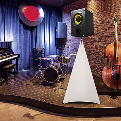 AKOZLIN Speaker Stand Cover with 360 Degree Tripod Stand Skirt Skrim Stretchable Lycra Fabric Covers with Free Storage Bag TWO PACK White - color: White-Two pack
