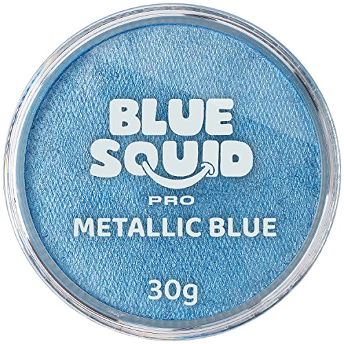 Blue Squid Face Paint Water Based Single Cake Professional Face Paint & Body Paint - Water Activated, Kids Adults Face Painting for Costume, Halloween Makeup, Cosplay - Metallic Blue Face Paint 30g - color: Metallic Blue 30g