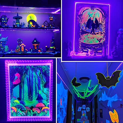 6.6ft 120 LED Black Light Strips, Battery Operated UV LED Strip for Glow Party, Halloween, Glass, Poster, Painting, Battery Not Included
