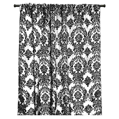 lovemyfabric Taffeta Flocking Damask Print Window Curtain Panel/Stage Backdrop/Photography Backdrop-Black on White (2, 56"X108") - size: 56"W x 108"L (Pack of 1)
