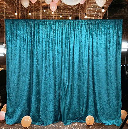 AK TRADING CO. 10 feet x 10 feet Lush Velvet Backdrop Drapes Curtains Panels with Rod Pockets - Wedding Ceremony Party Home Window Decorations - Teal - color: Teal
