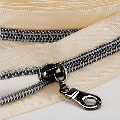 The Yards Bulk Zipper(#5), Beige Nylon Coil with Gunmetal Teeth, 10PCS Sliders for DIY Sewing Craft Bags - color: Gunmetal-Beige