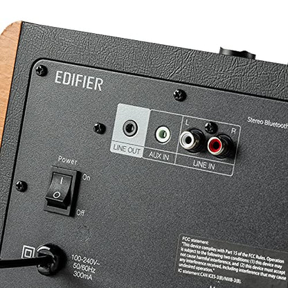 Edifier D12 Integrated Desktop Computer Speakers with Bluetooth 5.0, Wireless Stereo Tabletop Speaker 70 Watts RMS with Subwoofer Line Out, RCA, Aux Input for PC Monitor Laptop - Wooden Enclosure - color: wooden
