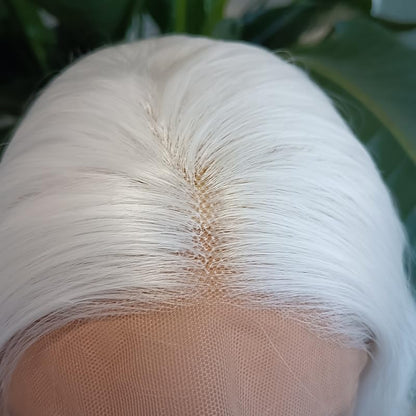 RONGDUOYI RDY 24" White Lace Front Synthetic Wig Loose Water Wave Heat Fiber Hair Natural Looking Long Wavy Lace Front Wigs for Women Half Hand Tied Wig Cosplay Daily Use Hair - color: White