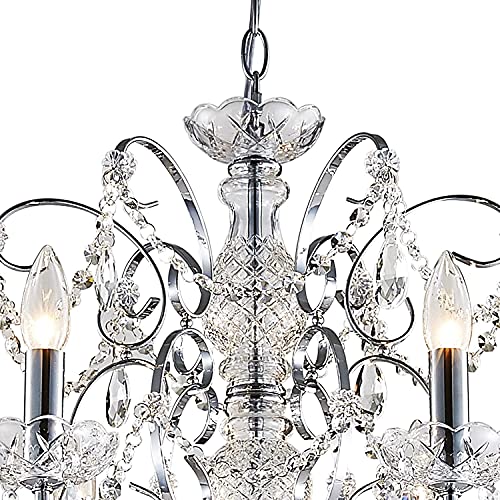 Saint Mossi 6-Lights Crystal Chandelier Crystals Raindrop Chandelier,Modern Crystal Pendant Light Fixture Modern Chandelier for Bedroom,Living Room,Dining Room,H22 X D24,Chain Adjustable - color: Clear-Chrome