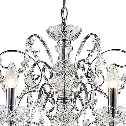 Saint Mossi 6-Lights Crystal Chandelier Crystals Raindrop Chandelier,Modern Crystal Pendant Light Fixture Modern Chandelier for Bedroom,Living Room,Dining Room,H22 X D24,Chain Adjustable - color: Clear-Chrome