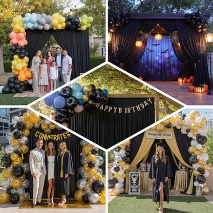 40x12 ft Black Backdrop Curtains for Weddings Parties, Birthdays and Photos - color: Black, size: W5' x H12'(8 panels)