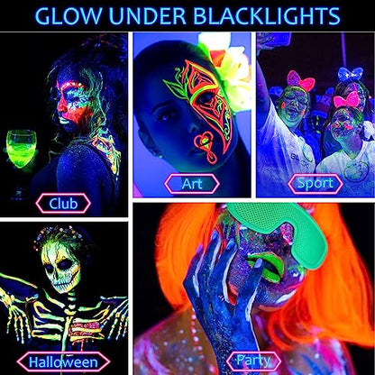 Neon Yellow Face Body Paint(30g/1oz), Water Based UV Blacklight Fluorescent Art Painting Makeup Kit for Music Festivals, Parties, Nights Out, Halloween Costume & Cosplay - color: Neon Yellow