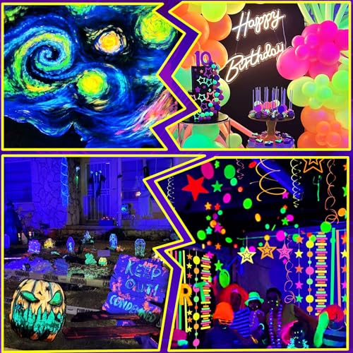 1 Pack 45W Series-connectable LED Black Light Bar, Scalable Blacklight with 6.6ft Cord+Switch, Each Light Up 26x26ft Glow in The Dark for Halloween Party Birthday Body Paint Fluorescent Poster - style: 1Pack 45W