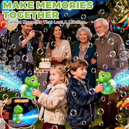 Toddler Toys Dinosaur Bubble Machine: Automatic Blower with Lights, Large 150ML Tank & Powerful Motor - Produces 15,000+ Colorful Bubbles/Min for Magical Party, Birthday - color: Green
