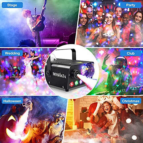 MOSFiATA Fog Machine with Disco Light 600W Smoke Machine RGB LED lights, 2500 CFM Spray, Remote Control, Perfect for Halloween, Christmas, Wedding, Party, Club, DJ Stage Effect