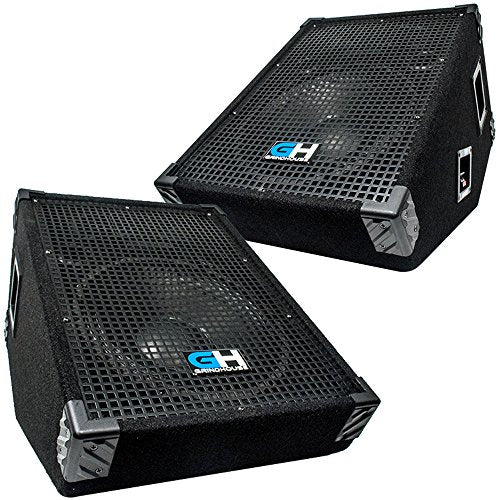 Grindhouse Speakers - GH12M-Pair - Pair of 12 Inch Passive Wedge Floor / Stage Monitors 350 Watts RMS each - PA/DJ Stage, Studio, Live Sound 10 Inch Monitor - size: Pair