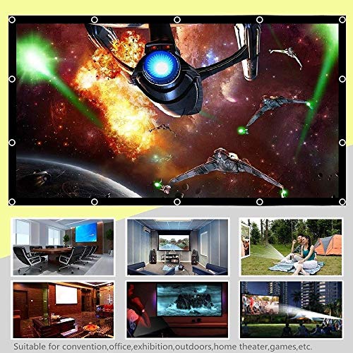200 Inch 16:9 Foldable Big Size Portable Projector Screen Outdoor | Thick Canvas, Diagonal 200 Inches,HD Large Movie Projection Screen for Home Theater/Office Presentation/Outside Camping Party - size: 200 Inch