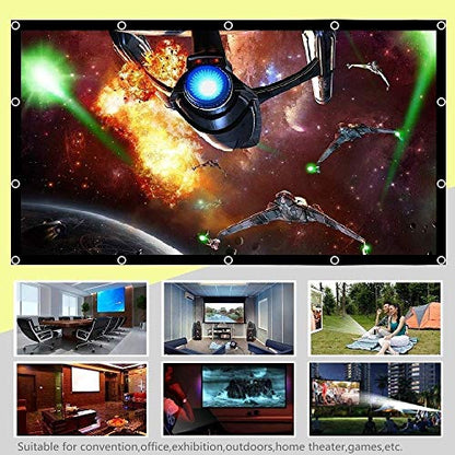 200 Inch 16:9 Foldable Big Size Portable Projector Screen Outdoor | Thick Canvas, Diagonal 200 Inches,HD Large Movie Projection Screen for Home Theater/Office Presentation/Outside Camping Party - size: 200 Inch