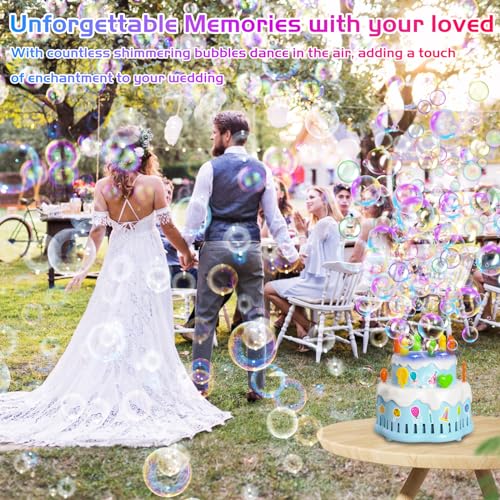 Panamalar Birthday Cake Bubble Machine, Automatic Bubble Blower for Kids Boys Girls 10000+ Bubbles Per Minute with Lights/Music/Solution, Party Cake Bubble Maker Toys for Birthday Outdoor Wedding Gift - color: Blue