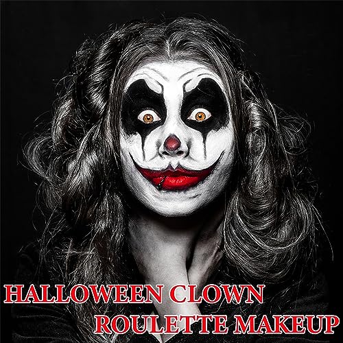 Clown Black White Red Face Paint,Professional Waterproof Body Paint Halloween Makeup Kit Face Paint Clown Cosplay Costume Joker SFX Zombie Face Painting White Makeup