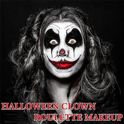 Clown Black White Red Face Paint,Professional Waterproof Body Paint Halloween Makeup Kit Face Paint Clown Cosplay Costume Joker SFX Zombie Face Painting White Makeup