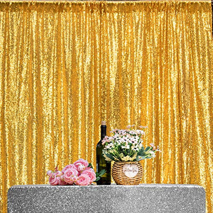 JYFLZQ Gold Sequin Backdrop Curtains for Party 2ft x 8ft 4Panel - color: Gold, size: 2 ft x 8 ft - 4 Panels