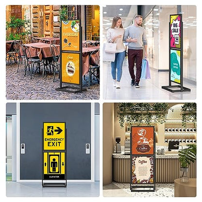 Sign Holder Floor Stand, Heavy Duty Pedestal Poster Banner Stand for Display, Metal Floor Standing Display - Double Sided Poster Stand 22" x 28" for Business, Office, Trade Show, Mall Advertising