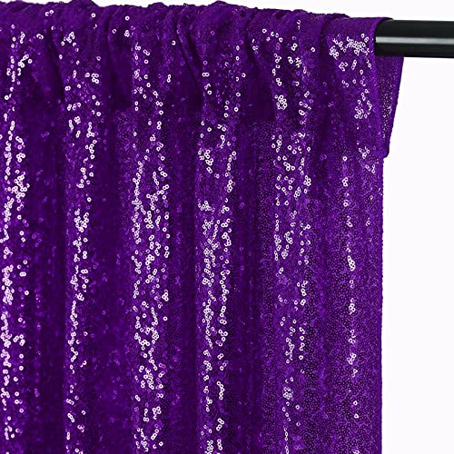 JYFLZQ Purple Sequin Backdrop Curtains for Party 2ft x 4ft 1Panel - color: Purple, size: 2 ft x 8 ft - 4 Panels
