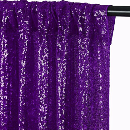JYFLZQ Purple Sequin Backdrop Curtains for Party 2ft x 4ft 1Panel - color: Purple, size: 2 ft x 8 ft - 4 Panels