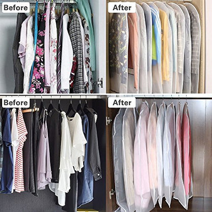 Garment Bags, Set of 5 Lightweight 40 Inch Suit Bags with Full Stainless Steel Zipper, Garment Bags for Storage/Closet/Travel (24"x40") - size: 24 x 40 Inch