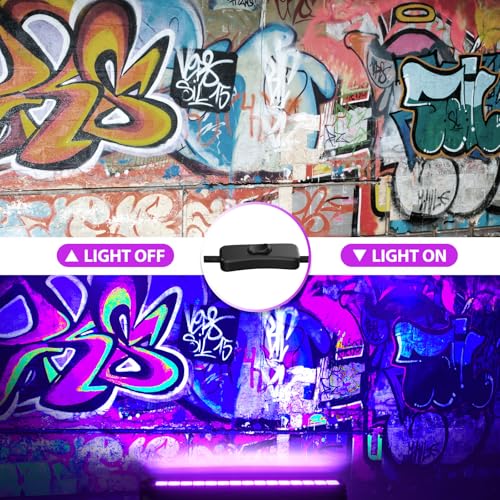 45W LED Black Light Bar,Black Lights for Glow Party,Waterproof Blacklight with Plug & Switch, Halloween Light for Glow in the Dark Party Supplies,Bedroom,Body Paint,Stage Lighting,4 Pack