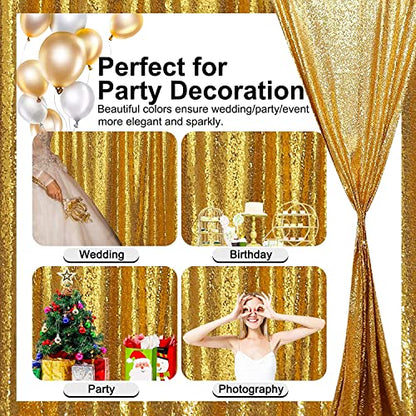Sequin Backdrop Curtain 4 Panels 2FTx8FT Glitter Background Drapes Sparkle Photography Backdrop for Party Wedding Birthday Wall Decoration (Red× 2 and Gold×2) | Glitter Background Drapes, Sparkle Photography Backdrop, For Party Wedding Birthday, Wall Deco