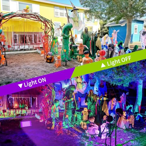 100W LED Black Lights with Switch+Plug, IP66 Waterproof, 2 Pack | Blacklight Flood Light for Halloween, Neon Glow Party Supply, Bedroom, Fluorescent Poster, Body Paint, Outdoor