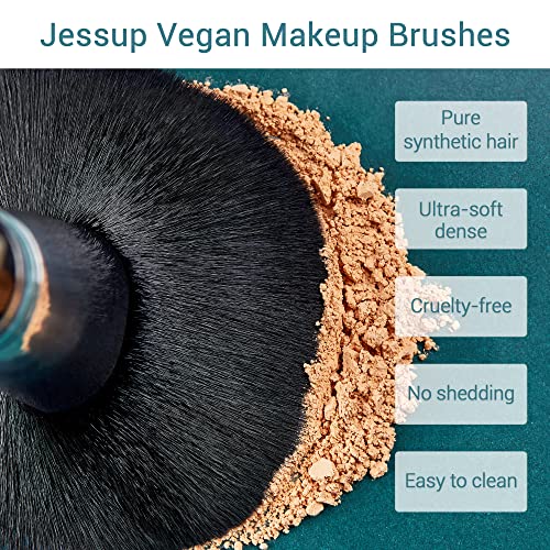 Jessup Makeup Brush Set for Contour Eyeshadow Eyeliner Lip, 15pcs T092 | Labeled Makeup Brushes, Premium Synthetic Fibers, Easy Blending, No Shedding, For Daily Beauty, Dates, Parties & Gifting