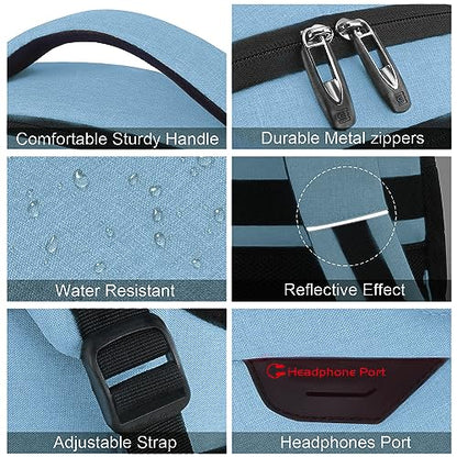Laptop Backpack,Business Travel Anti Theft Slim College Backpack | Water Resistant Durable Computer Bag Gift for Women & Men Fits 15.6 Inch Laptop and Notebook - Pale Blue - color: Pale Blue, size: 15.6 Inch, style: Laptop
