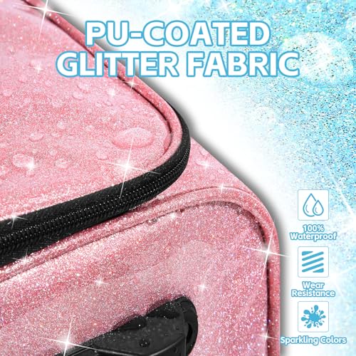 Dance Bag with Garment Rack and Curtain | 28" Sparkling Dance Competition Duffle Bag with Rack & Wheels | Upgraded Stable System | Ideal Rolling Dance Suitcase for Dancer Cheerleader Gymnast Traveler - color: 28" Sparkling Pink