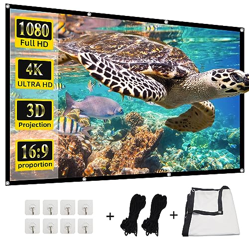 Projector Screen,HUANYINGBJB 4K 16:9 HD Rear Front Projector Screens Foldable Projection Screen Double-Sided Portable Outdoor Indoor Projectors Screen for Movie Night Home Theater (84 inches) - size: 84 inches