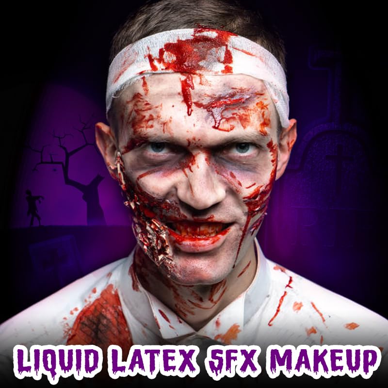 Liquid Latex Sfx Makeup Set 2 Pcs Halloween liquid Face Paint Makeup,Multi-Purpose Liquid Bodypaint Makeup For Scar Cut Wound Peeling Skin Wrinkles Monster Zombie,Latex Glue for Skin ,Prosthetic Glue