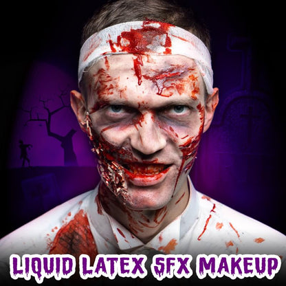 Liquid Latex Sfx Makeup Set 2 Pcs Halloween liquid Face Paint Makeup,Multi-Purpose Liquid Bodypaint Makeup For Scar Cut Wound Peeling Skin Wrinkles Monster Zombie,Latex Glue for Skin ,Prosthetic Glue