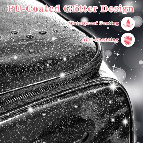Dance Bag with Garment Rack and Curtain, 23" Dance Competition Duffle Bag | Glitter Waterproof Fabric | Portable Dance Changing Room Suitcase for Dancers, Athletes and Cheerleaders - color: 23" Glitter Black