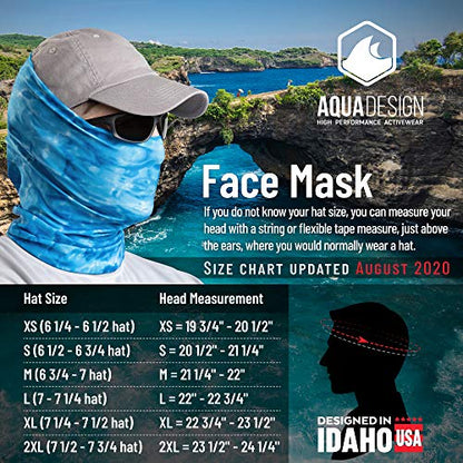 Aqua Design Fishing Hunting Masks Neck Gaiter: Men and Youth UPF 50+ Sun Mask Protection: Camo Face Cover Balaclava Bandana - color: Royal Ripple, size: Medium