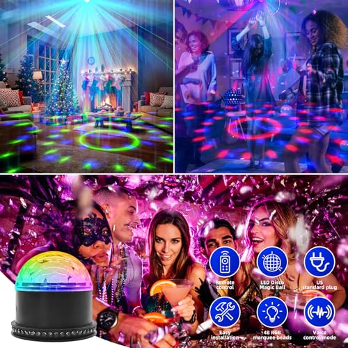 Disco Ball Light,Party Lights with Remote Control,RGB DJ Strobe Lamp for Home Room Dance Party Supplies Home Dance, Easter, Karaoke,New Years Eve Halloween Christmas Decorations