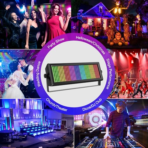 DJ Strobe Light for Parties,80W 432 LEDs RGB 3IN1 Stage Strobe&Wash Lights Bar with APP Control DMX512 Sound Activated DJ Disco Strobe Lights for Halloween Birthday Party Wedding Show Club