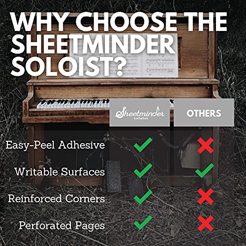 Soloist (5-Pack) - Printed Sheet Music Organizer/No Page Turning, Windproof on Music Stand, No Plastic Sleeves, Easily Mark Fingering/Perfect for Students, Teachers, Bands, Performers