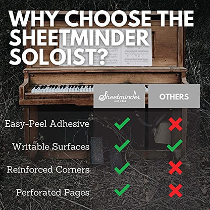 Soloist (5-Pack) - Printed Sheet Music Organizer/No Page Turning, Windproof on Music Stand, No Plastic Sleeves, Easily Mark Fingering/Perfect for Students, Teachers, Bands, Performers