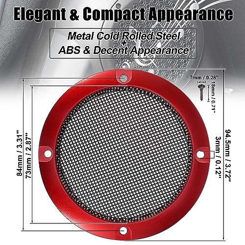 X AUTOHAUX 2pcs 3" Red Car Audio Speaker Cover Mesh Subwoofer Grill Horn Glossy Guard Protector - color: Red