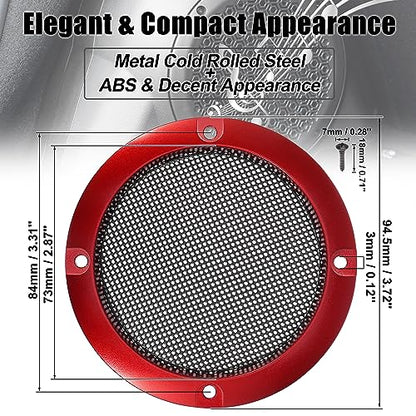 X AUTOHAUX 2pcs 3" Red Car Audio Speaker Cover Mesh Subwoofer Grill Horn Glossy Guard Protector - color: Red