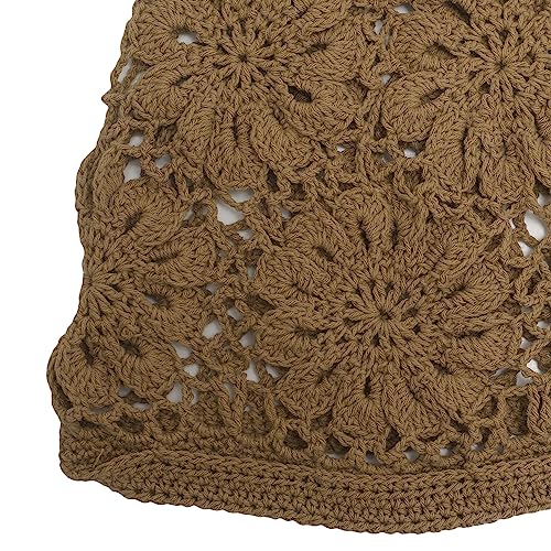 ZLYC Women Cotton Crochet Slouchy Beanie Hat Handmade Knit Summer Skull Cap | Lightweight breathable,boho casual chic look,travel photos festival party,café commute daily wear,beach concert gathering - color: Knit Tan